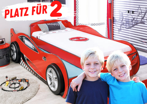 Autobett Kinderbett Doppelbett "Duell" Rot für 2 Kinder