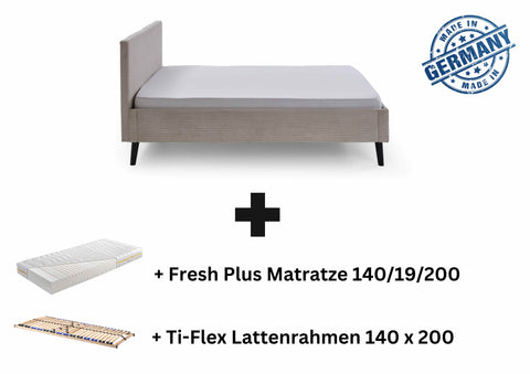 Polsterbett 140 x 200 Bettgestell Bett Doppelbett mit Kopfteil Made in Germany