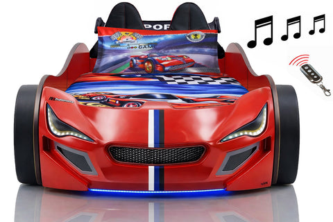 Autobett GTE Kinder 90x200 Jungen LED Leuchten Unterbodenbeleuchtung Sound Fernbedienung