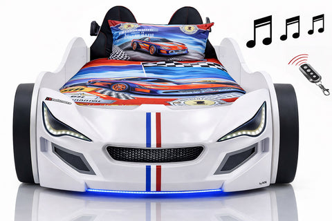 Autobett GTE Kinder 90x200 Jungen LED Leuchten Unterbodenbeleuchtung Sound Fernbedienung