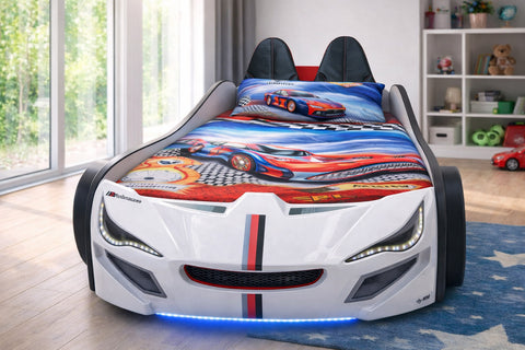 Autobett GTE Kinder 90x200 Jungen LED Leuchten Unterbodenbeleuchtung Sound Fernbedienung