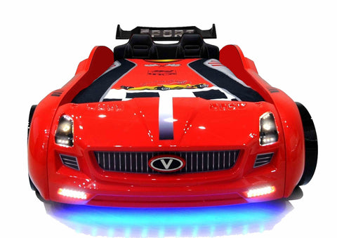 Autobett Kinderbett "Rio Roadster" Rot LED Sound Sportsitze Lattenrost Spoiler 90x190 cm