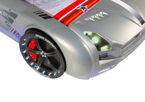 Autobett Kinderbett "Rio Roadster" LED Sound Sportsitze Lattenrost Spoiler 90x190 cm
