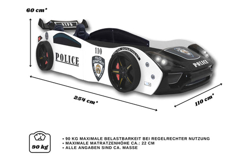 Kinderzimmer Set mit Police Autobett 5 teilig Weiß
