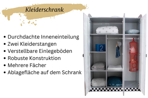 Kinderzimmer Set mit Police Autobett 5 teilig Weiß