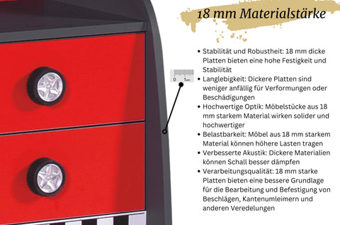 Kinderzimmer komplett Set mit Autobett Rio 5 teilig Rot