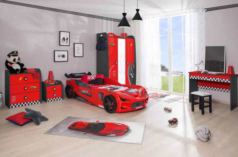 Kinderzimmer komplett Set mit Autobett Rio 5 teilig Rot