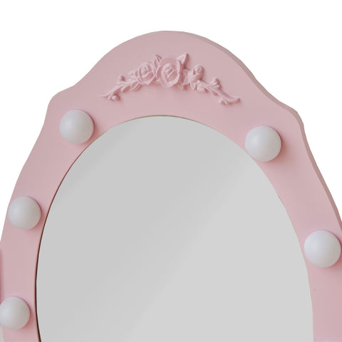 Schminktisch Rosa RUSTIKA mit Spiegel Hocker LED Beleuchtung Schubladen