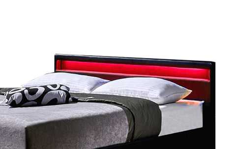 Doppelbett Schubkastenbett inkl. LED, Schubkasten und Lattenrost 180 x 200 cm Schwarz