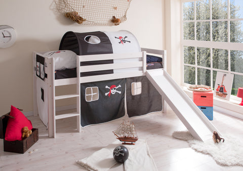 Hochbett mit Rutsche Rutschbett Manuel Kiefer massiv Weiss