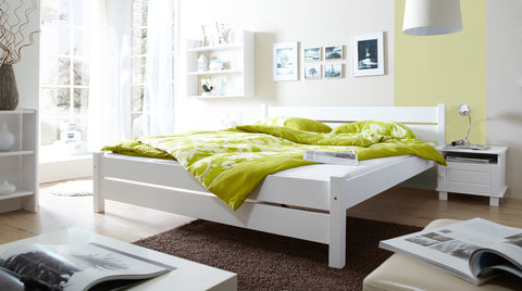 Doppelbett Bora Massivholz Kiefer Weiss 140 x 200 cm