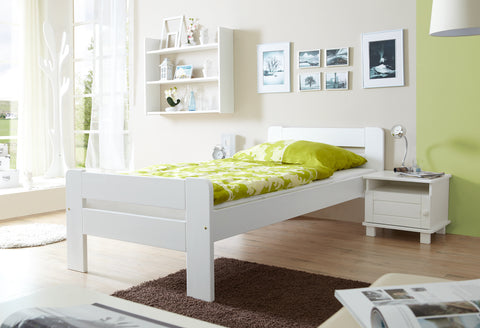 Einzelbett Bert Massivholz Kiefer Weiß 90 x 200 cm