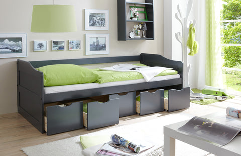 Sofabett Funktionsbett mit Schubkasten Maria Kiefer massiv Grau