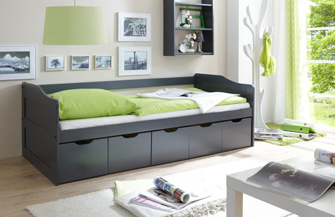 Sofabett Funktionsbett mit Schubkasten Maria Kiefer massiv Grau