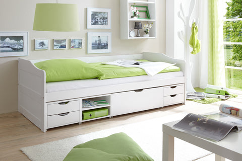 Sofabett Funktionsbett mit Schubkasten Marlies Kiefer massiv Weiss