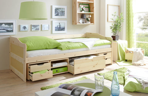Sofabett Funktionsbett mit Schubkasten Marlies Kiefer massiv Natur
