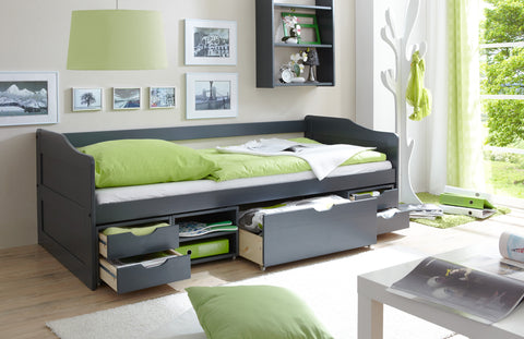 Sofabett Funktionsbett mit Schubkasten Marlies Kiefer massiv Grau