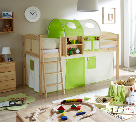 Sparpaket Hochbett Spielbett Eric Landhaus Kiefer massiv Natur