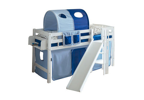 Hochbett mit Rutsche Podestbett Tino Buche massiv Weiss teilbar B-WARE
