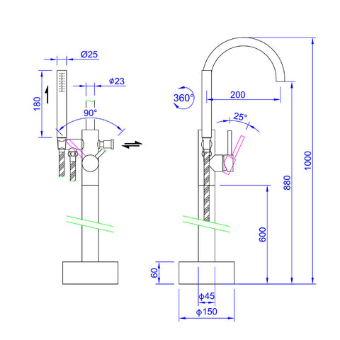 Designer Duscharmatur Standarmatur rostfreier Edelstahl