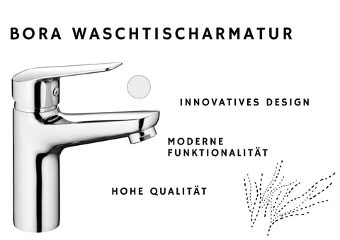 Waschtischarmatur Bora aus Messing für Bad Standarmatur Wasserhahn Mischbatterie