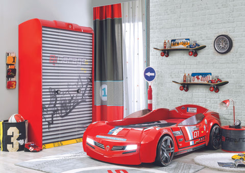 Cilek Champ Kinderzimmer 2-teilig mit Autobett High Speed in Rot Komplettzimmer