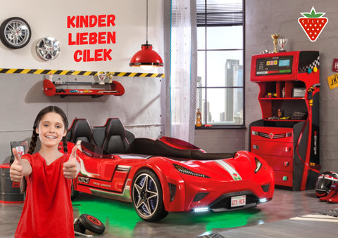 Cilek Champ Kinderzimmer 4-teilig mit Autobett Kickdown in Rot Komplettzimmer