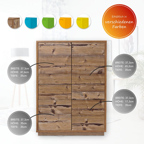 Highboard-Kommode Eyecatcher - Sideboard Anrichte mit Push-To-Open System, 3 Schubkästen und 3 Türen - Wohnzimmer-Möbel