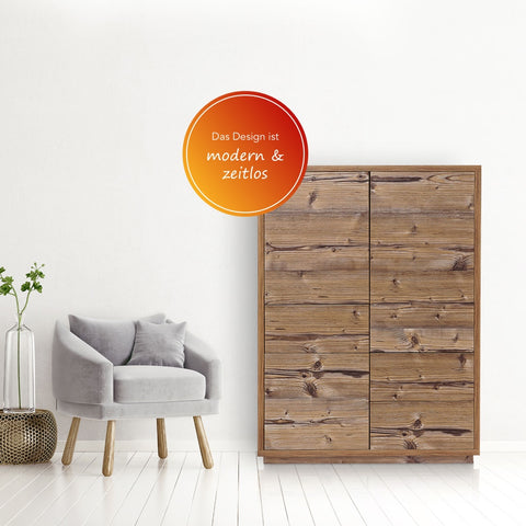 AILEENSTORE Highboard-Kommode Eyecatcher - Sideboard Anrichte mit Push-To-Open System, 3 Schubkästen und 3 Türen - Wohnzimmer-Möbel