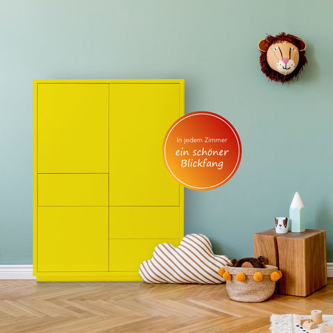 Highboard-Kommode Eyecatcher - Sideboard Anrichte mit Push-To-Open System, 3 Schubkästen und 3 Türen - Wohnzimmer-Möbel