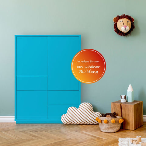 Highboard-Kommode Eyecatcher - Sideboard Anrichte mit Push-To-Open System, 3 Schubkästen und 3 Türen - Wohnzimmer-Möbel