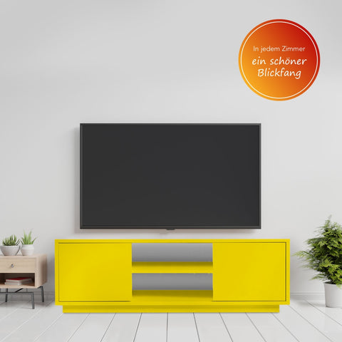 AILEENSTORE TV-Lowboard Eyecatcher - Fernseher-Tisch in Holz-Optik - HiFi-Kommode mit 2 Türen & 2 Fächern - Wohnzimmer-Möbel