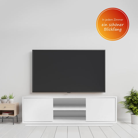 AILEENSTORE TV-Lowboard Eyecatcher - Fernseher-Tisch in Holz-Optik - HiFi-Kommode mit 2 Türen & 2 Fächern - Wohnzimmer-Möbel