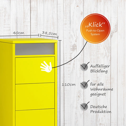Kommode mit 4 Schubkästen, Klapp-Deckel & Dokumenten-Ablage mit Glasfenster - Schubladen-Turm - Push-To-Open Sideboard