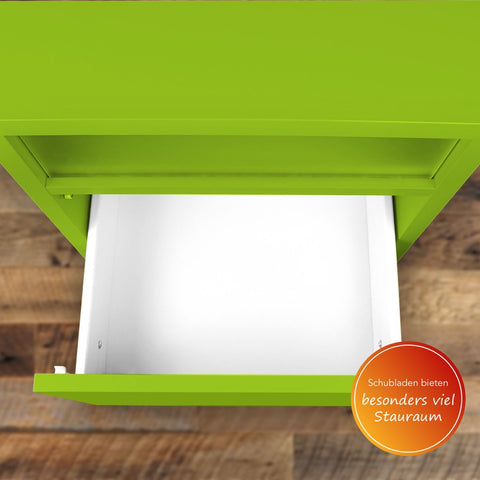Kommode mit 4 Schubkästen, Klapp-Deckel & Dokumenten-Ablage mit Glasfenster - Schubladen-Turm - Push-To-Open Sideboard