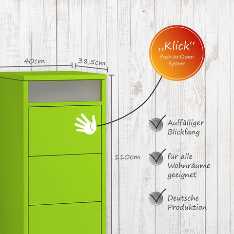 Kommode mit 4 Schubkästen, Klapp-Deckel & Dokumenten-Ablage mit Glasfenster - Schubladen-Turm - Push-To-Open Sideboard