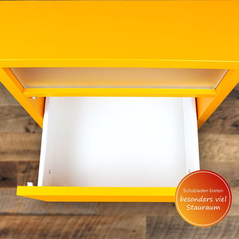 Kommode mit 4 Schubkästen, Klapp-Deckel & Dokumenten-Ablage mit Glasfenster - Schubladen-Turm - Push-To-Open Sideboard
