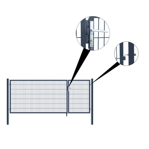 Gartentor Zauntor Einfahrtstor Stabmattenzaun Doppelflügel Anthrazit Grau 3,5 m Breite