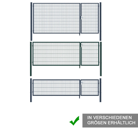 Gartentor Zauntor Einfahrtstor Stabmattenzaun Doppelflügel Anthrazit Grau 3,5 m Breite