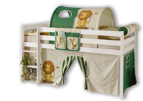 Hochbett inkl. Matratze Rollrost Kinderbett Mädchen Junge Spielbett Kiefer Weiss 90x200