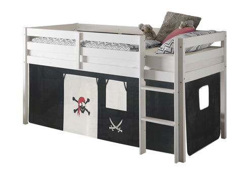Hochbett inkl. Matratze Rollrost Kinderbett Mädchen Junge Spielbett Kiefer Weiss 90x200