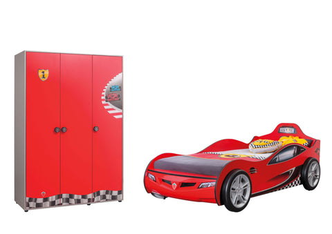 Cilek Pitstop Kinderzimmer 2-teilig mit Autobett Single in Rot Komplettzimmer