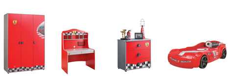 Cilek Pitstop Kinderzimmer 4-teilig mit Autobett Speed in Rot Komplettzimmer