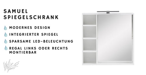 W.Schildmeyer Badmöbel-Set Badezimmer 3-teilig inkl. Spiegelschrank LED-Beleuchtung