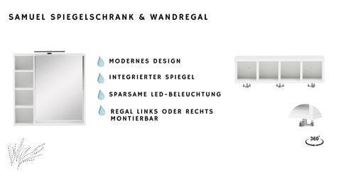 W.Schildmeyer Badmöbel-Set Badezimmer 4-teilig inkl. Spiegelschrank LED-Beleuchtung