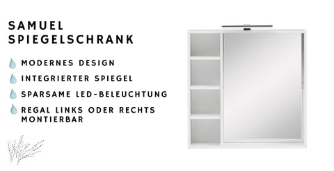W.Schildmeyer Badmöbel-Set Gästebadezimmer 3-teilig inkl. Spiegelschrank LED-Beleuchtung