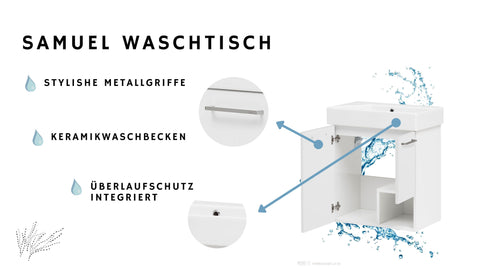 W.Schildmeyer Badmöbel Gästewaschtisch Singlewaschtisch Waschplatz Samuel 55 cm