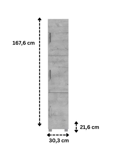 W.Schildmeyer Badmöbel Badezimmerschrank Samuel mit 3 Schranktüren und Metallgriffen