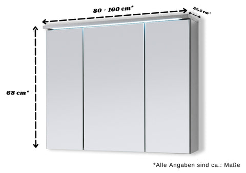 Spiegelschrank Badmöbel mit Beleuchtung "DUO" LED