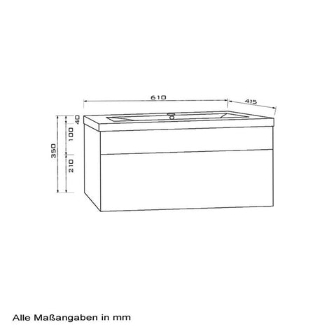 Waschtisch Waschbecken Waschplatz Set hochglanz Schwarz 2 teilig